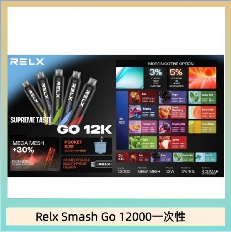 Relx Smash Go 12000 Puffs 一次性電子煙拋棄式12W輸出